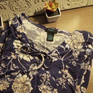 Rue21+ Blue Floral 3/4 Sleeve Dress, 2X